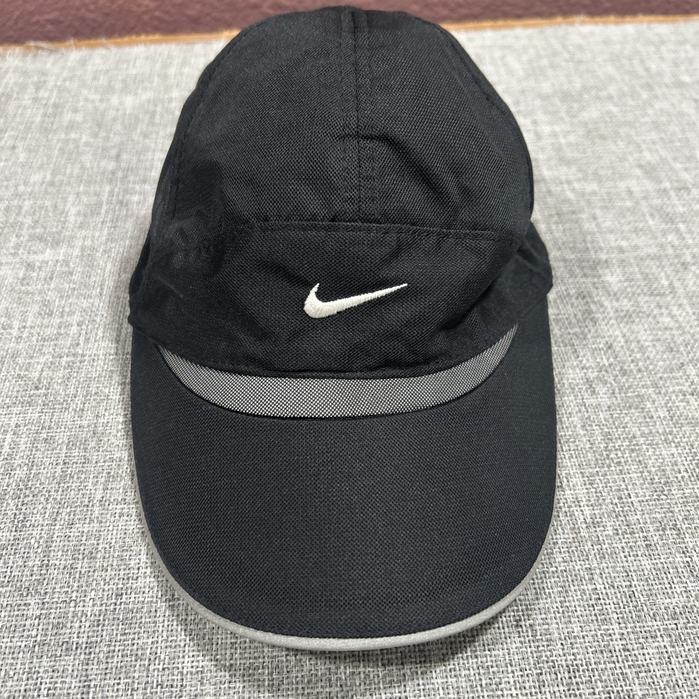 Nike Hat Cap Mesh Panel Mini Swoosh Black Tailwind Adjustable Running Y2K